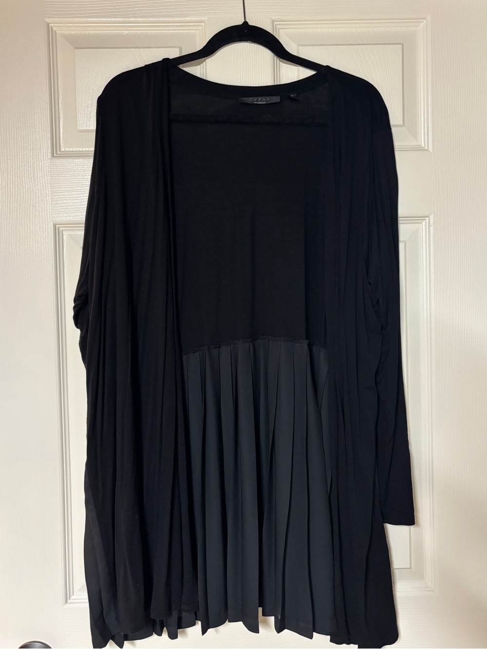 Cyrus Black Pleated Open-Front Cardigan